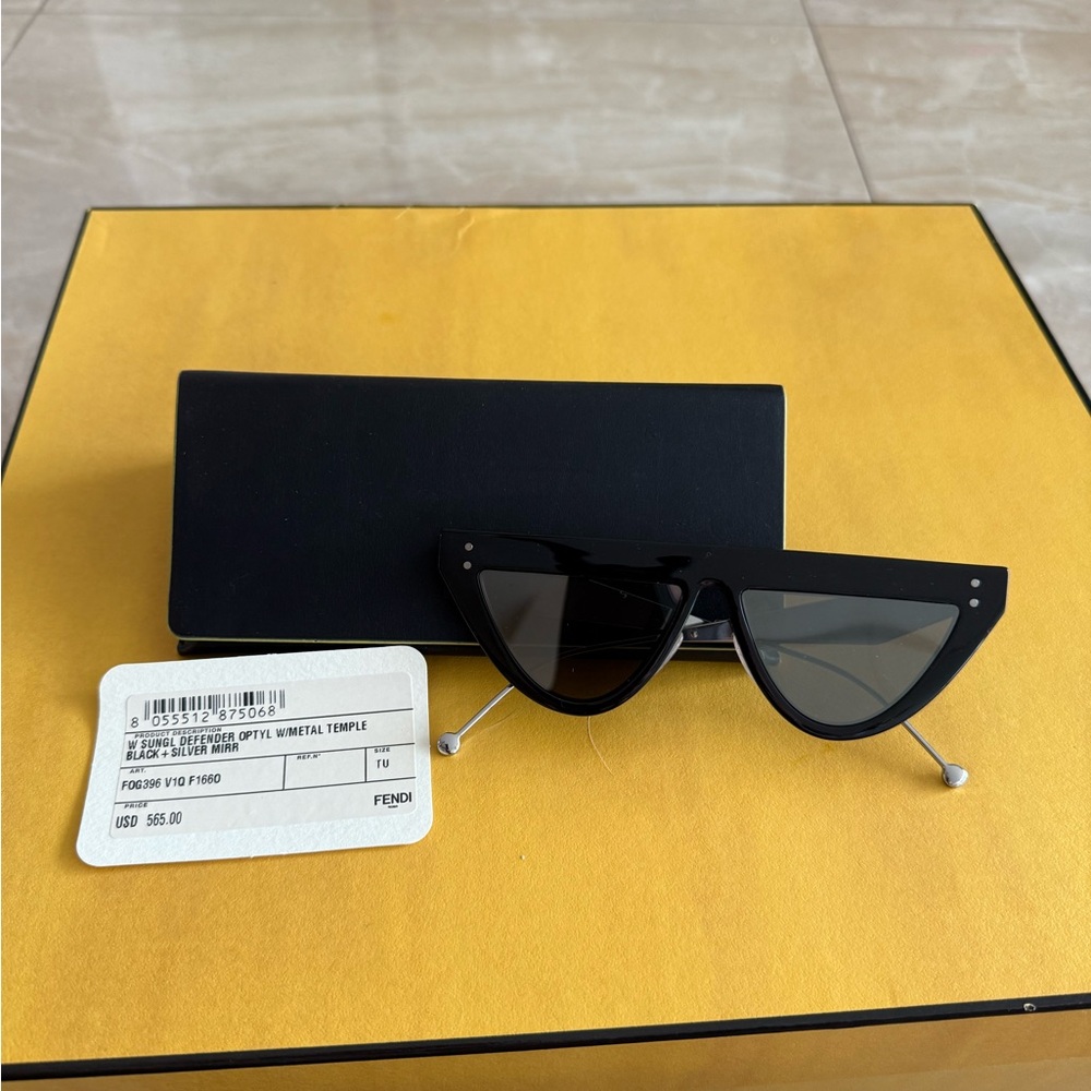 Fendi Black Defender Angular Sunglasses